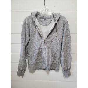 Uniqlo womens size XS hooded full zip gray heather fully lined warm sweatshirt